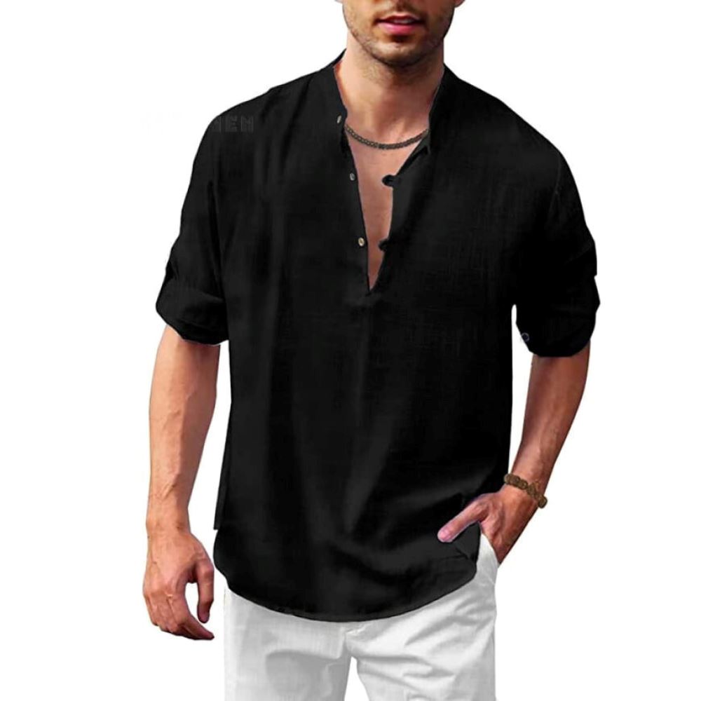 Camisa de Manga Comprida Masculina Hawaiian MASCULINO - ROUPAS - CAMISETA 2 Dm Stores Preto M