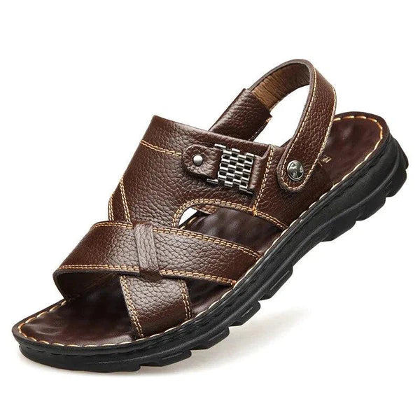 Sandália Ortopédica em Couro Legítimo Calçados (Sandália Masculina 6) Dm Stores 36 Marrom