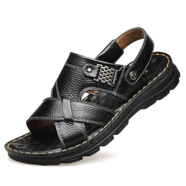 Sandália Ortopédica em Couro Legítimo Calçados (Sandália Masculina 6) Dm Stores 36 Preto