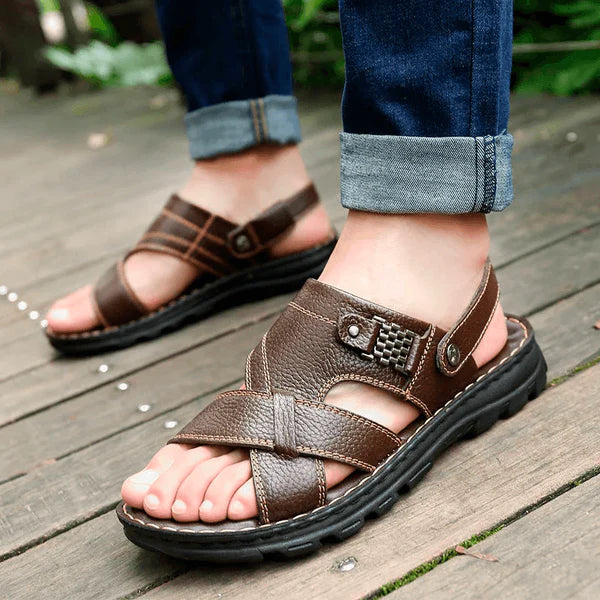Sandália Ortopédica em Couro Legítimo Calçados (Sandália Masculina 6) Dm Stores