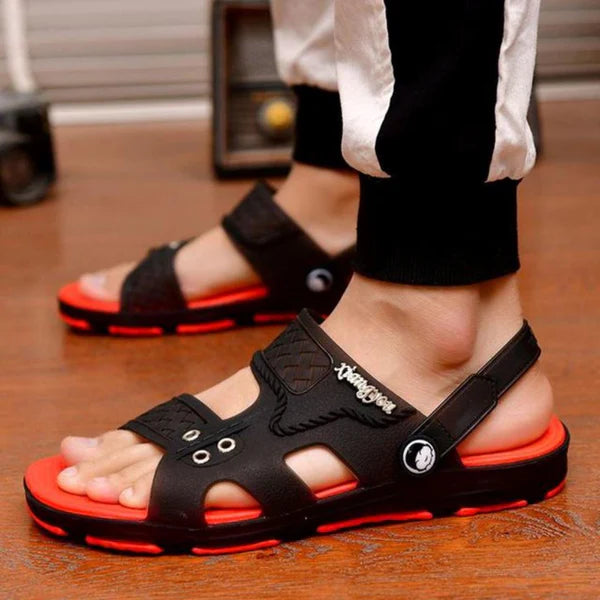 Sandália Para Pesca Masculina Ortopédica Calçados (Sandália Masculina 5) Dm Stores 38 Preto + Vermelho