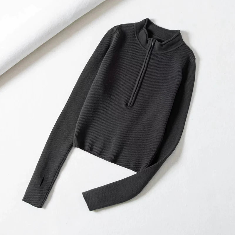 Suéter Feminino com Zíper e Gola Alta | ZipCozy Roupas (Suéter Feminino 1) Dm Stores P Cinza