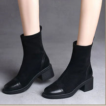 Bota de Couro Casual Clássica Estilo Vintage