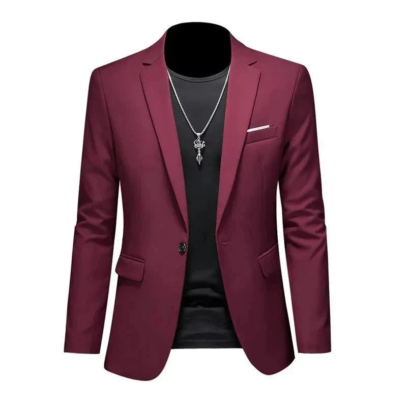 Blazer Masculino Esporte Fino Liso TERNO006 G4 Sr Aflha Vinho vermelho P 